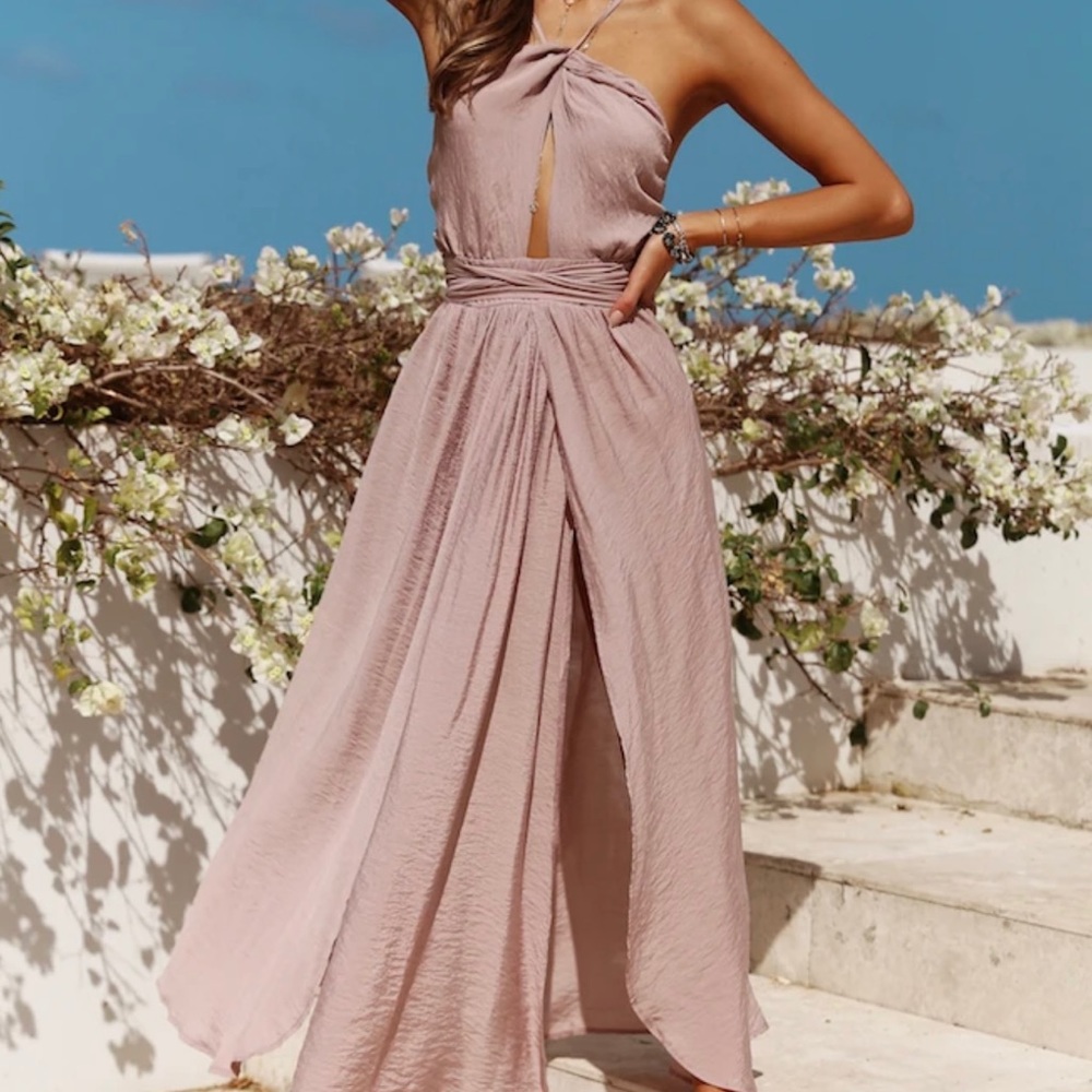 BOHO MAUVE BACKLESS MAXI DRESS SZ M